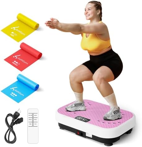 Vibration Plate Exercise Machine for Lymphatic Drainage Weight Loss,SoftGym Power Vibration Plate 300-400 Lbs Capacity Full Whole Body Workout Vibration Platform,Waver Vibration Plate for Home Fitness