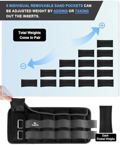 Fragraim Adjustable Ankle Weights 1-3/4/5/6/8/10/12/15/20 LBS Pair with Removable Weight for Jogging, Gymnastics, Aerobics, Physical Therapy