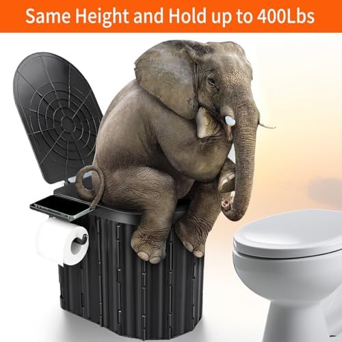 UOPBYEA Portable Camping Toilet for Adults With Cushion, Outdoor Toilet for Camping Toilets Portable Potty for Adults, Emergency Collapsible Toilets for Travel, Tent, Car, Beach, Hiking, Truck Driver