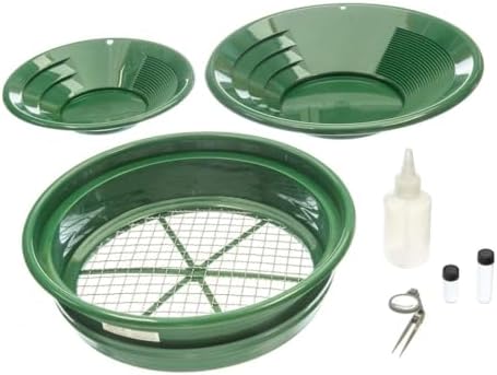SE Gold Panning Kit - Complete Prospecting Set with Pans, Sieves, and More - Ideal for Beginners, Enthusiasts, Hobbists (GP5-KIT107)