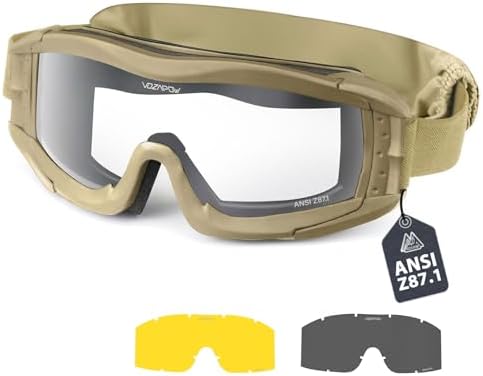 Airsoft Goggles Anti Fog with ANSI Z87.1 Certified, Safety Goggles Impact Resistant, Tactical Shooting Glasses