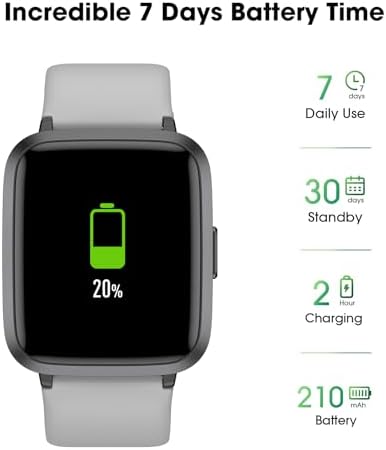 Fitness Tracker Watch with Heart Rate Monitor, Large Screen Activity Tracker with Pedometer, Sleep Monitor, Calories & Step Counter, 5ATM Waterproof Smart Watch for Women Men Fitness Watch for Sports