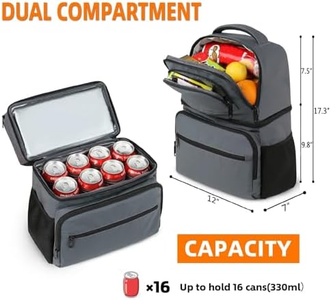 MATEIN Cooler Backpack, 26 Cans Insulated Lunch Backpack for Men Women, Leakproof Double Layer Lunch Cooler Bag Lightweight Soft Lunch Backpack with Cooler Compartment, Beach Camping Hiking Beer Gifts