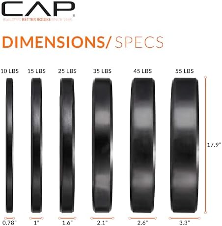 CAP Barbell 2-Inch Olympic Bumper Plate Weight Set | 100-370 lbs | Multiple Options