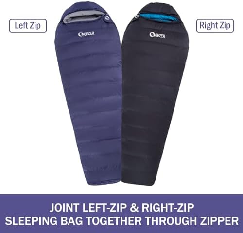 Down Sleeping Bag for Adults 0°F 10°F 15°F 20°F Backpacking Sleeping Bag for Cold Weather with Compression Sack