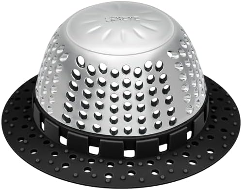 LEKEYE Shower Drain Hair Catcher/Bathtub Drain Cover/Drain Protector for Pop-Up & Regular Drains(Black)