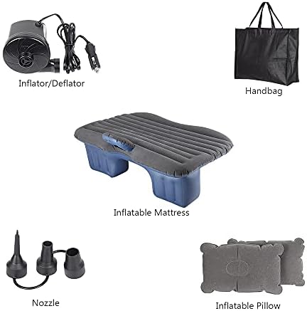 HAITRAL Car Bed - Camping Mattress - Portable Travel,Sleeping, Inflatable Bed for Universal SUV Extended Air Couch with Two Air Pillows - Black