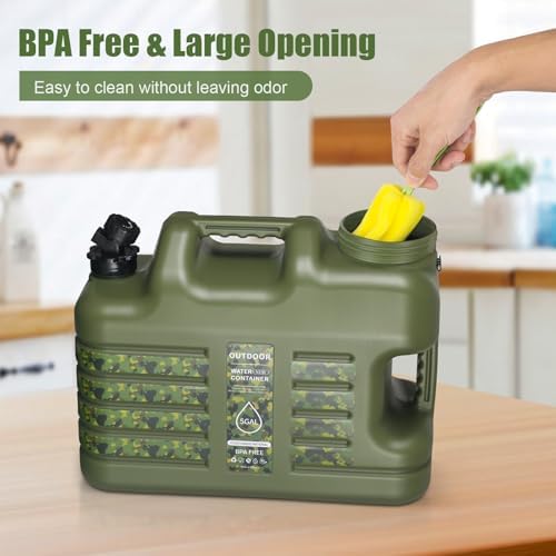 3 Gallon/5 Gallon Water Jug with Spigot, Portable Water Tank BPA Free, Leak-Proof Water Containers for Camping Water Storage Containers for Emergency Outdoor Hiking Picnic, Green/Yellow/White