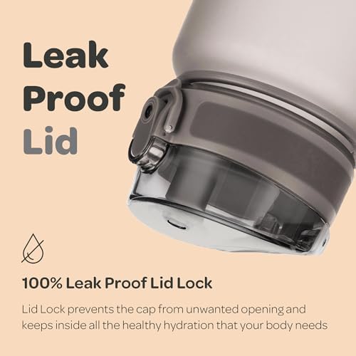 Hydracy Water Bottle with Time Marker -Large BPA Free Water Bottle & No Sweat Sleeve -Leak Proof Gym Bottle with Fruit Infuser Strainer & Times to Drink -Ideal for Fitness Sports & Outdoors