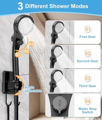 WADEO Portable Shower for Camping, 6000mAh Outdoor Electric Shower Rechargeable Pump with Intelligent Digital Display, Camping Shower Head Nozzle for Camping, Hiking, Traveling, Washing