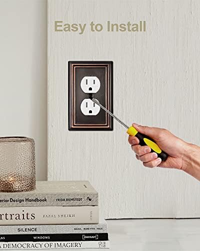 4-Pack Duplex Wall Plates, Aged Bronze Outlet Covers, Metal Electrical Outlet Cover Plates, 3.15''*4.88'', Midsize