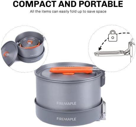 Fire-Maple Feast 4 Piece Camping Cookware Cookware Cookware Kit Outdoor Cookware Set with Pots, Kettle, Saucepans and Spatula for Hiking Fishing Picnic