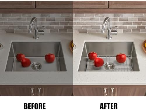 SunnyPoint 304 Stainless Steel Sink Protector Rack – Rust-Resistant Grid for Kitchen Sink Bottom, Scratch Prevention, Drainage Support,(Medium) (16.15"x12.4")