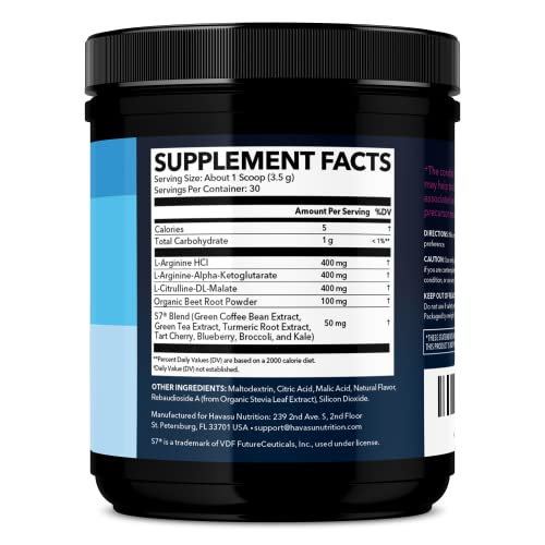 L-Arginine Powder - Nitric Oxide Supplement for Men and Women with L-Citrulline and Beet Root - Pre and Post Workout Support for Endurance and Recovery - Mixed Berry Flavor, 1 Month Supply (30 Scoops)