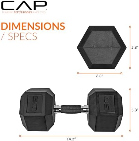 CAP Barbell Coated Hex Dumbbell Weight | Multiple Options