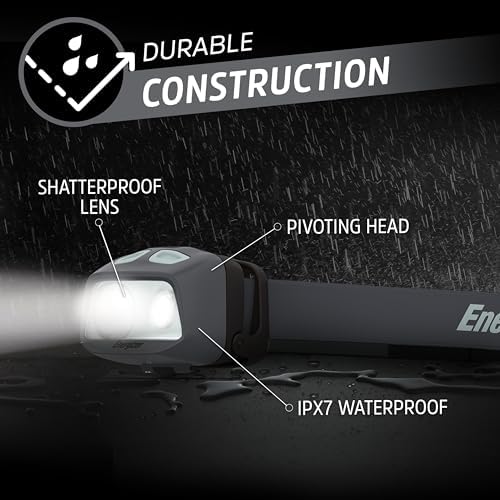Energizer HDL40 LED Headlamp, 500 Lumen, IPX7 Waterproof, Multi-Colored Headlamp, Hands-Free Light, Batteries Included