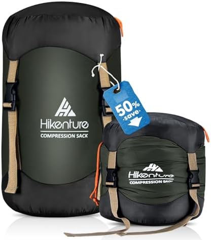Hikenture Compression Sack for Sleeping Bag, Upgrade Anti-Tear Nylon Sleeping Bag Stuff Sack, 10L/14L/20L/30L Water-Resistant Compression Bag, Storage Bag
