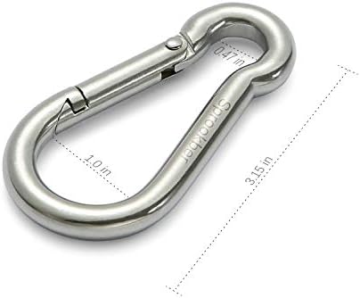 sprookber Stainless Steel Spring Snap Hook Carabiner - 304 Stainless Steel Clips, Set of 6