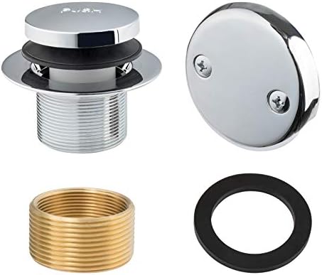 Artiwell Tip-Toe Bathtub Drains Trim Set with Two-Hole Overflow Faceplate, Replacement Bath Drain Trim Kit with 2-Hole Overflow Faceplate and Universal Fine/Coarse Thread (CHROME PLATED)