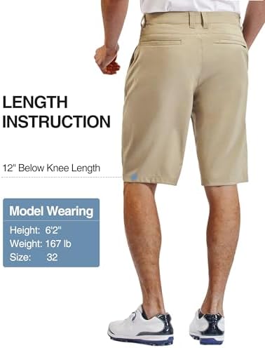 PULI Mens Golf Hiking Shorts Lightweight Casual Dress 12" Inseam Work Stretch Travel Hybrid Quick Drying with Pockets