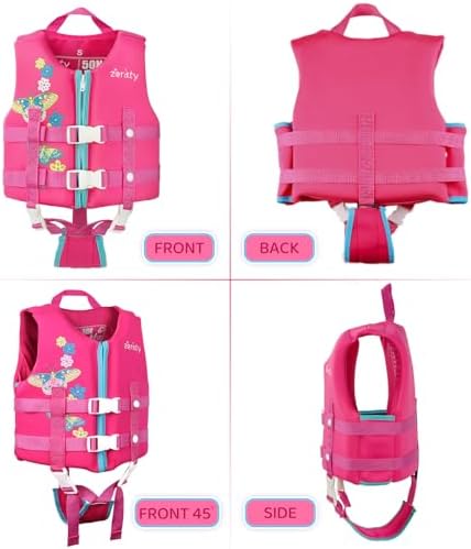 Zeraty Toddler Swim Vest Neoprene Kids Float Jacket Swimming Aid for Children Girls and Boys 20-30-40-50-60-70-80Lbs with Dual Adjustable Safety Straps