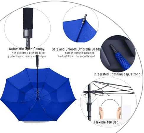Golf Umbrella Large 62/68/72 Inch, Extra Large Oversize Double Canopy Vented Windproof Waterproof Umbrella, Automatic Open Golf Umbrella for Men and Women and Family.