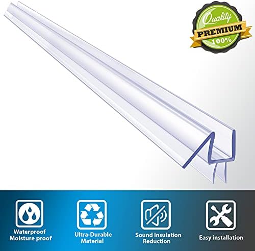 2-Pack Butecare Frameless Shower Door Bottom Seal for Glass Doors – Stop Shower Leaks and Create a Water Barrier (1/2” x 39”)