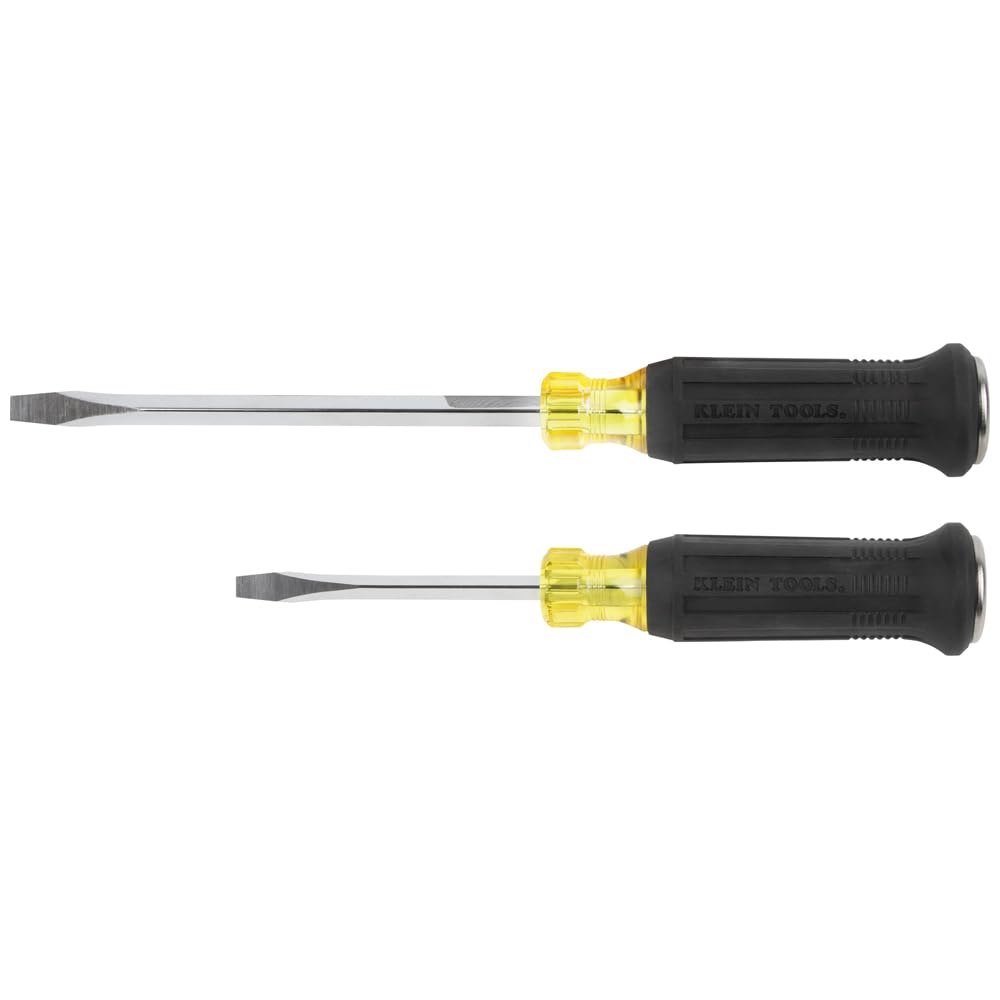 Klein Tools 85442DD Screwdriver Set, Demolition Screwdriver, 1/4-Inch and 5/16-Inch Keystone Tips with Plated Metal Strike Cap, 2-Piece