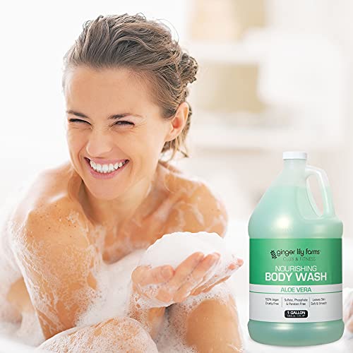 Ginger Lily Farms Club & Fitness Nourishing Body Wash, 100% Vegan & Cruelty-Free, Aloe Vera Scent, 128 Fl Oz (Pack of 4)