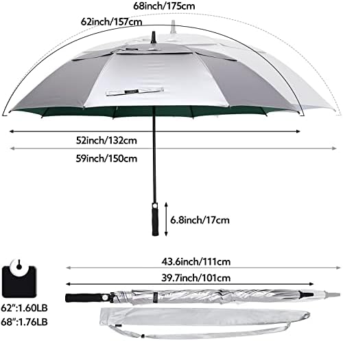 G4Free 47/54/62/68 Inch UV Protection Golf Umbrella Auto Open Vented Double Canopy Oversize Extra Large Windproof Sun Rain Umbrellas