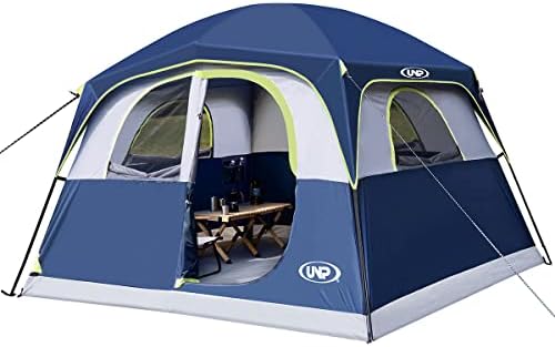 UNP Tents 6 Person Waterproof Windproof Easy Setup,Double Layer Family Camping Tent with 1 Mesh Door & 5 Large Mesh Windows -10'X9'X78in(H)