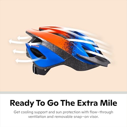 Schwinn Thrasher Bike Helmet for Youth Boys Girls Age 8-14 Years Old, Suggested Fit 55-58cm, Lightweight Microshell Design with Adjustable Side & Chin Strap, CPSC Safety Certified, Sleek, Sporty Style