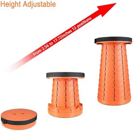 Boreeman Upgraded Folding Stool Lightweight Yet More Sturdy with Load Capacity 400lbs Portable Collapsible Stool for Camping Fishing Hiking BBQ (All Orange)