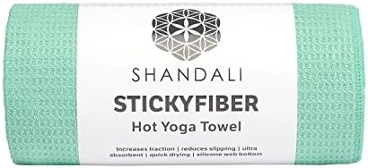Shandali Hot Yoga Towel - Mat-Sized, Microfiber, Super Absorbent, Anti-Slip, Injury Free, 24" x 72" - Best Bikram Yoga Towel - Exercise, Fitness, Pilates Gear