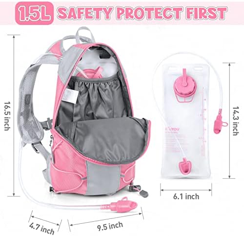 Hydration Pack for Kids Hydration Backpack with 1.5L Hydration Bladder Lightweight Insulated Water Pack for Hiking Biking Climbing Running