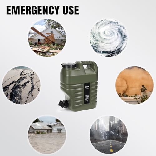 Camping Water Jug, Camping Water Container,3.17 Gallon BPA Free Water Storage with Spigot, Large Water Tank,Portable Emergency Water Storage for Camping,Car, Hiking, Hurricane Supplies.Green