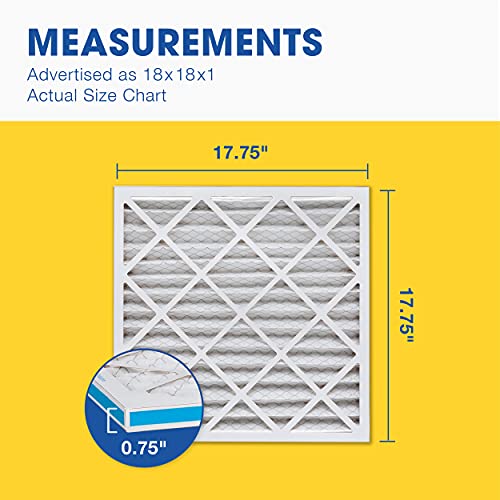 Aerostar 18x18x1 MERV 13 - 6 Count - Pleated HVAC, Furnace & Air Conditioner Filters - Removes Bacteria, Dust, Cold & Flu Germs, Lint, Mold, Pet Dander, Allergy-Causing Pollen, Smog, Smoke & Viruses