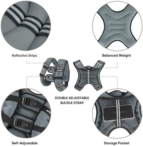 APEXUP Weighted Vest with 5lbs/10lbs/15lbs/20lbs/25lbs/30lbs Weights and Reflective Stripe, Weight Vest Men Women for Workout, Strength Training, Running