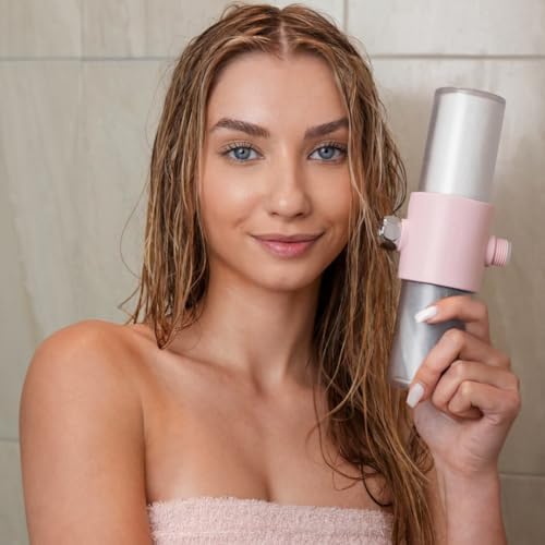 Weddell Duo Shower Filter - NSF Certified Shower Filter, High Pressure Activated Carbon Filter, Removes Chlorine, PFAS & Particulates, Clinically Tested For Healthier Skin & Hair (Pink)