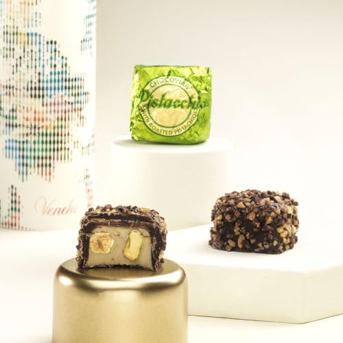 Venchi - Chocoviar Pistachio Chocolates, Pistachio Flavor with Dark Chocolate, Chocolate Candy Bulk, Gluten-Free, 2.2 lb Bag