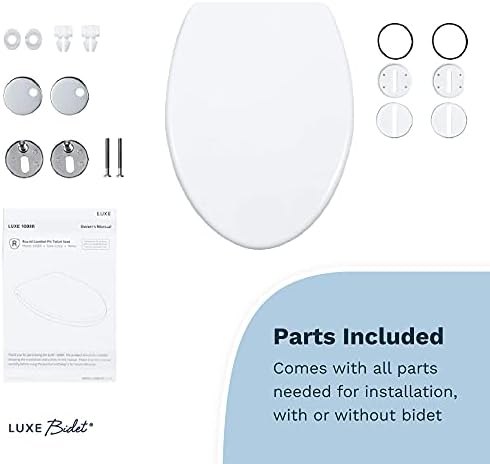 LUXE TS1008R Round Comfort Fit Toilet Seat with Slow Close, Quick Release Hinges, and Non-Slip Bumpers (White)