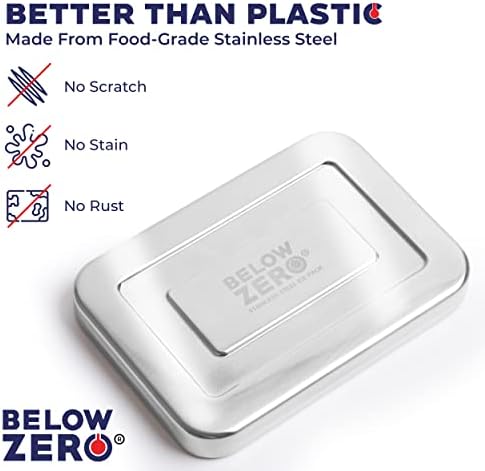 Below Zero Deluxe Stainless Steel Cooling Pack - Durable Ice Pack Lasts 48 Hours, Ice Pack for Bento, Lunch Bags, Coolers, Picnics, Camping, Beachgoers, Sporting Events - Longest Lasting (3 Pack)