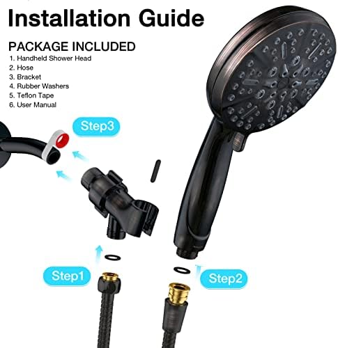ORB High Pressure Shower Head with Handheld - Multifunctional High Flow Rain Showerhead with Extra 60" Long Hose and Adjustable Overhead Holder - Es la mejor regaderas para ducha (Oil Rubbed Bronze)