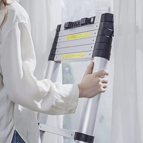 VEVOR Telescoping Ladder, 12.5 FT Aluminum One-Button Retraction Collapsible Extension Ladder, 375 LBS Capacity w/Non-Slip Feet, Portable Multi-Purpose Compact Ladder for Home, RV, Loft, ANSI Listed