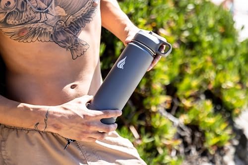 HYDRO CELL Stainless Steel Insulated Water Bottle with Straw - For Cold & Hot Drinks - Metal Vacuum Flask with Screw Cap and Modern Leakproof Sport Thermos for Adults (Graphite 24oz)