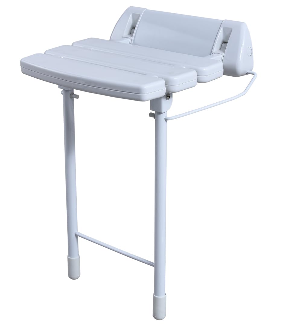Taps2Traps® Wall Mounted Fold Down Shower Seat With Legs