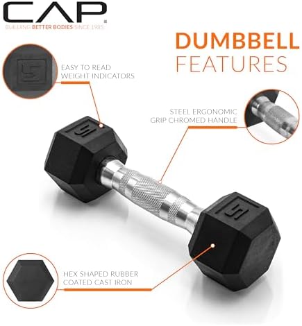CAP Barbell Coated Dumbbell Weight | Multiple Options Pairs & Sets