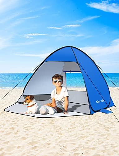 Pop Up Beach Tent Beach Shade Tent for 1-4 Persons Sun Shelter UPF 50+ Enclose Zipper Door Portable Easy Up Beach Tent