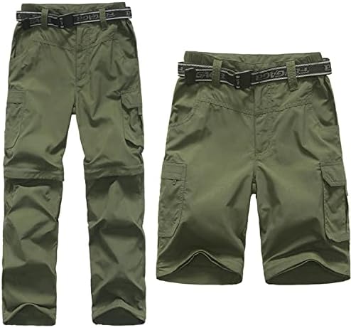 Boy’s Convertible Hiking Pants Lightweight Quick Dry Zip Off Pants for Kids Youth Outdoor UPF 50+ Casual Cargo Trousers