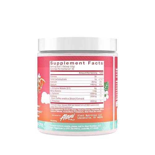 Alani Nu Pre Workout Powder Strawberry Sunrise, Amino Energy Boost, Endurance Supplement, Sugar Free, 200mg Caffeine, L-Theanine, Beta-Alanine, Citrulline, 30 Servings